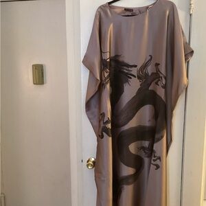 JOSIE NATORI INK DRAGON SILK CAFTAN